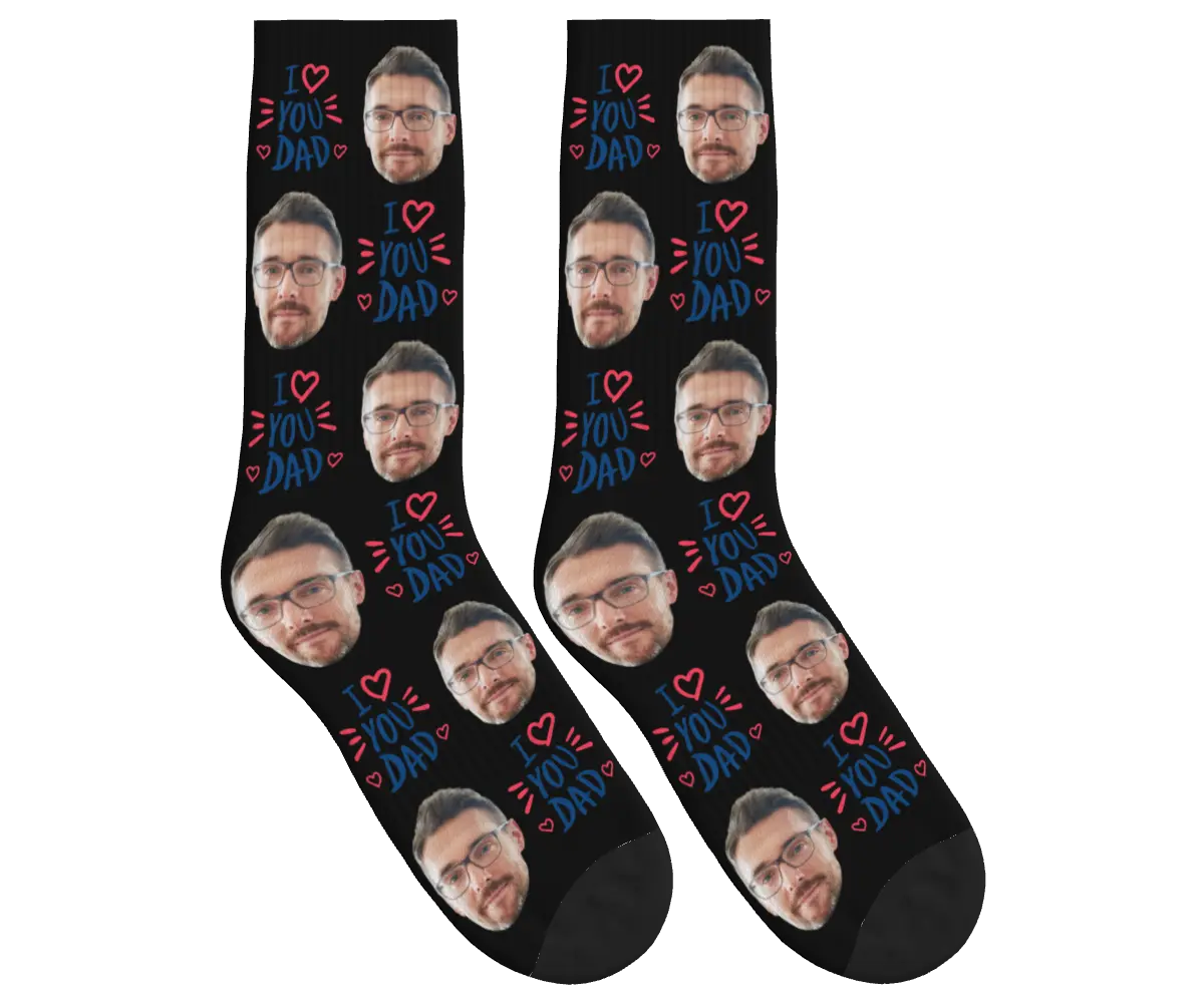 I Love You Dad Socks - Black / Crew Socks