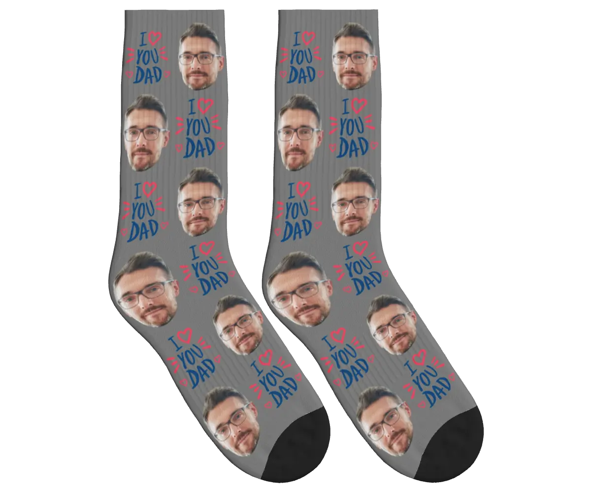 I Love You Dad Socks - Gray / Crew Socks