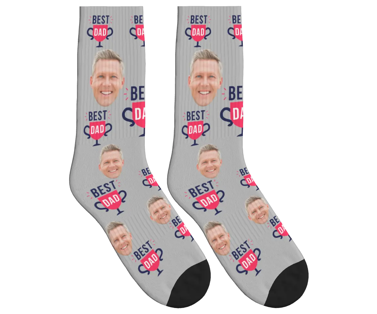 Best Dad Socks - Light Gray / Crew Socks