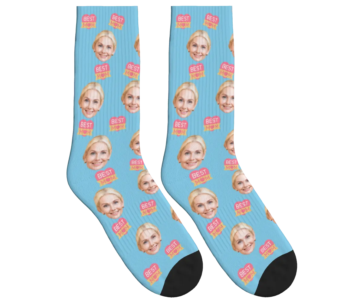 Best Mom Socks - Sky Blue / Crew Socks