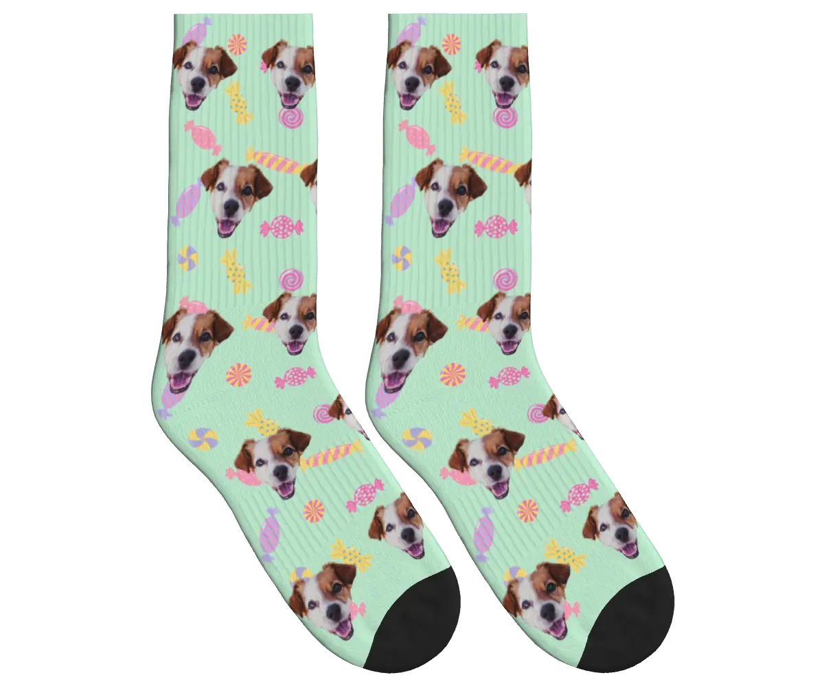 Sweet Pup Candy Socks - Mint Green / Crew Socks