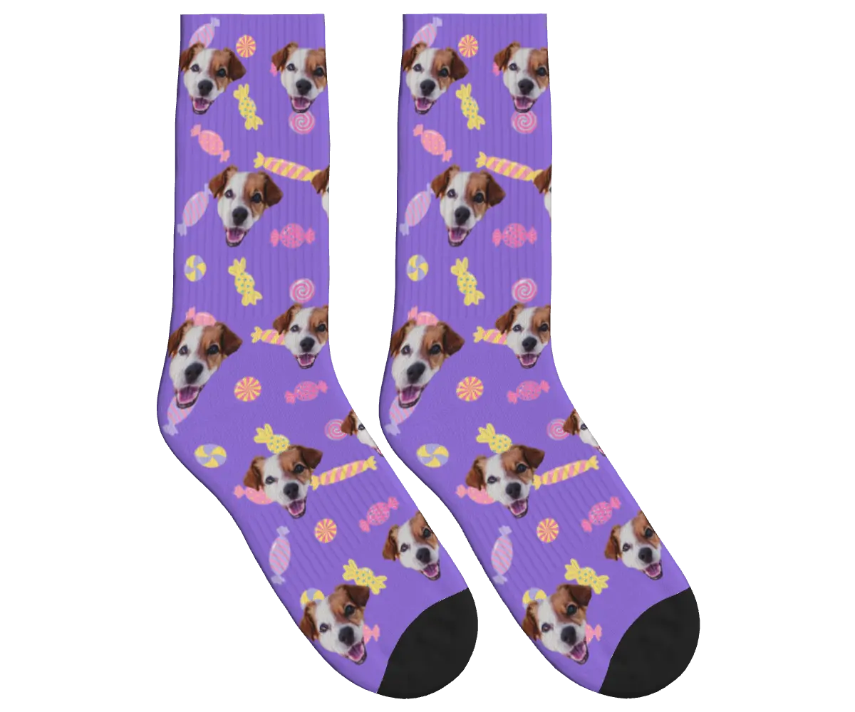 Sweet Pup Candy Socks - Purple / Crew Socks