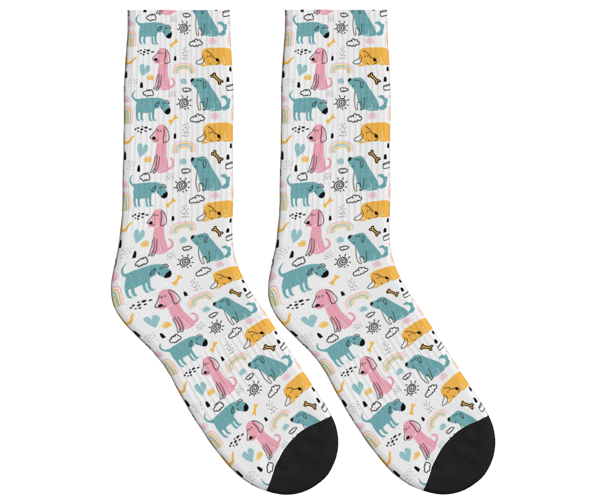 Colorful Cartoon Dogs Socks - Crew Socks