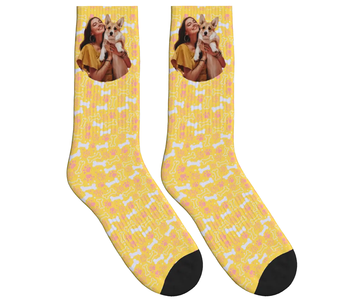 Dog & Owner Moments Socks - Mustard Yellow / Crew Socks