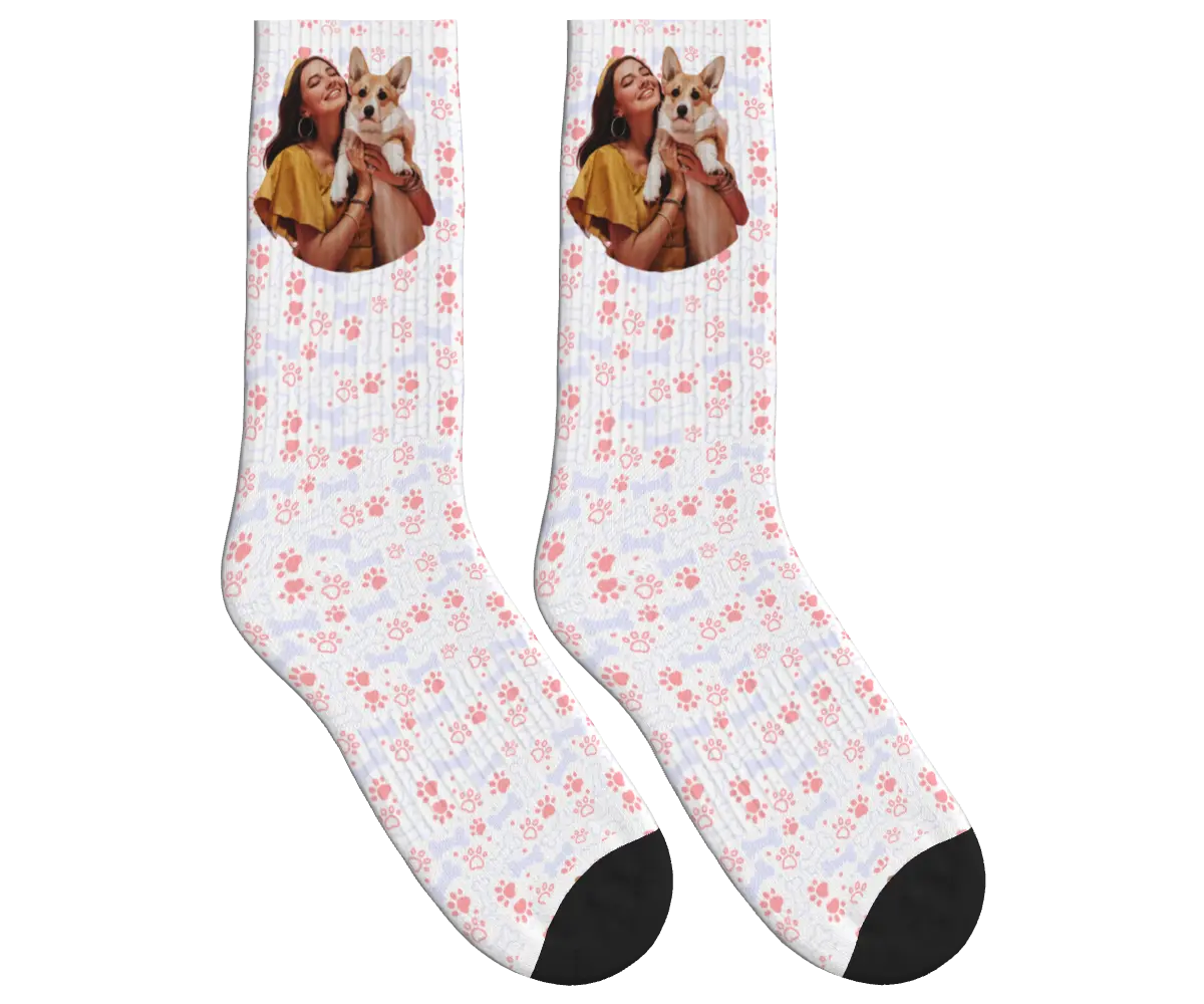 Dog & Owner Moments Socks - White / Crew Socks