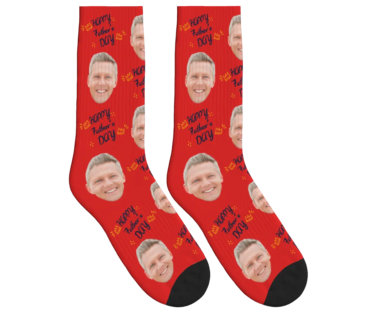 Happy Father's Day Socks - Red / Crew Socks