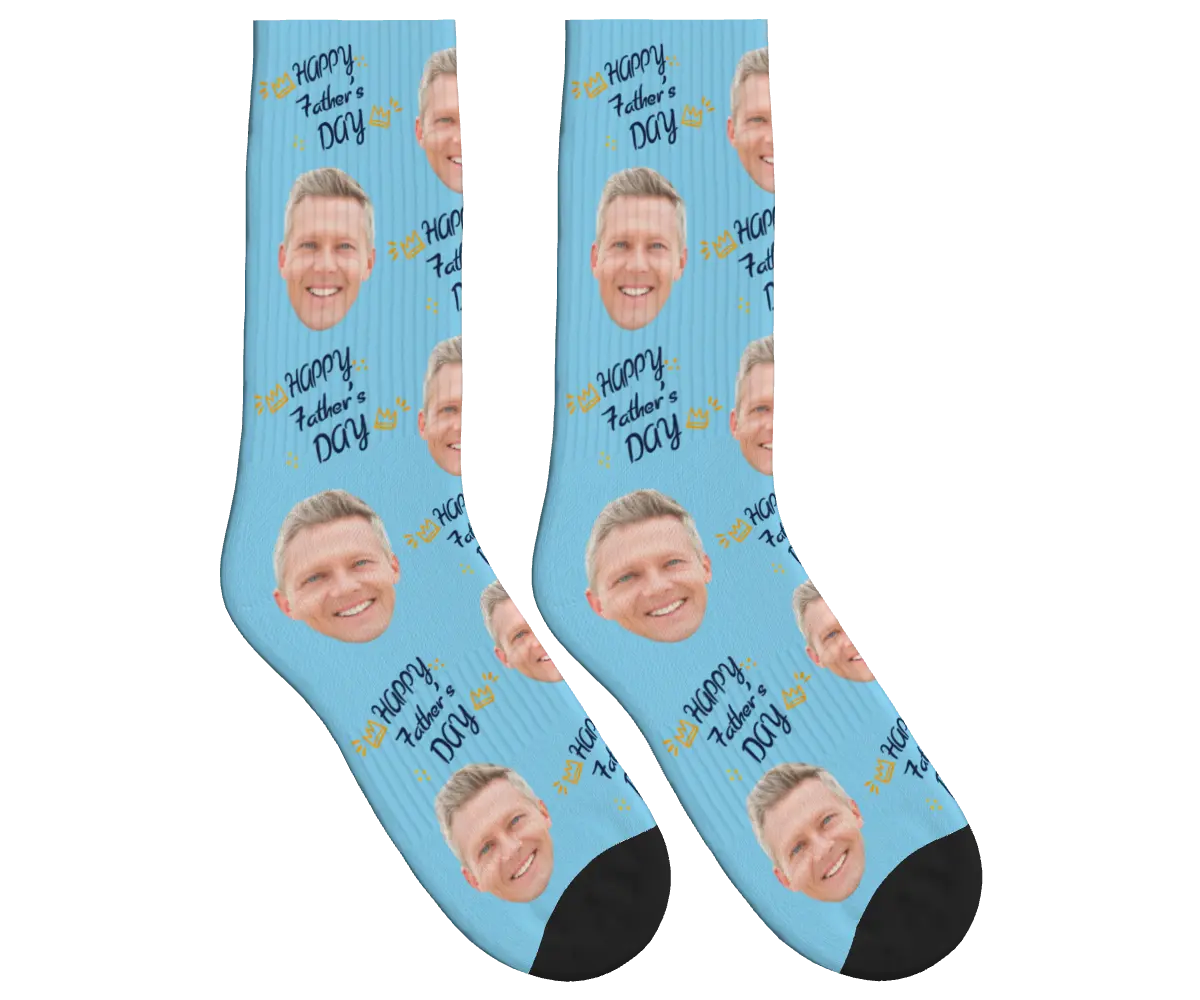 Happy Father's Day Socks - Sky Blue / Crew Socks