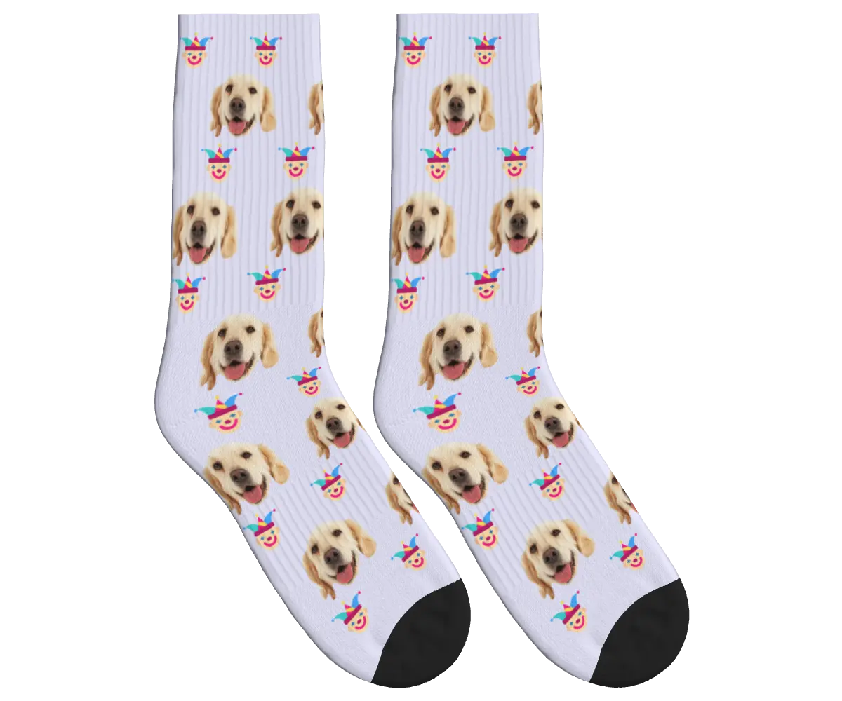 Jester & Dog Face Socks - Lavender / Crew Socks