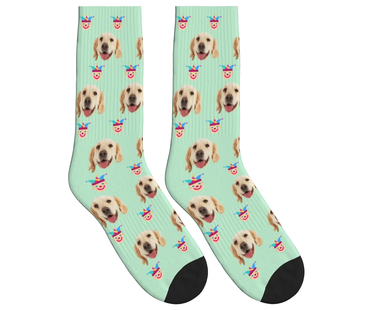 Jester & Dog Face Socks - Purple / Crew Socks