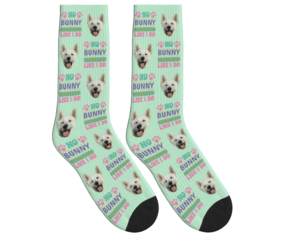 No Bunny Loves You Like I Do Socks - Mint Green / Crew Socks