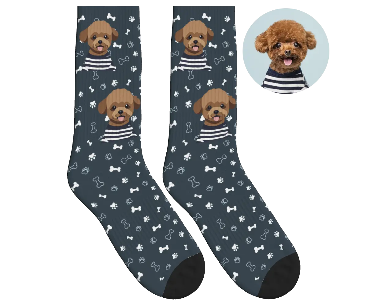 Photo-to-Art Socks - Charcoal Gray / Anime