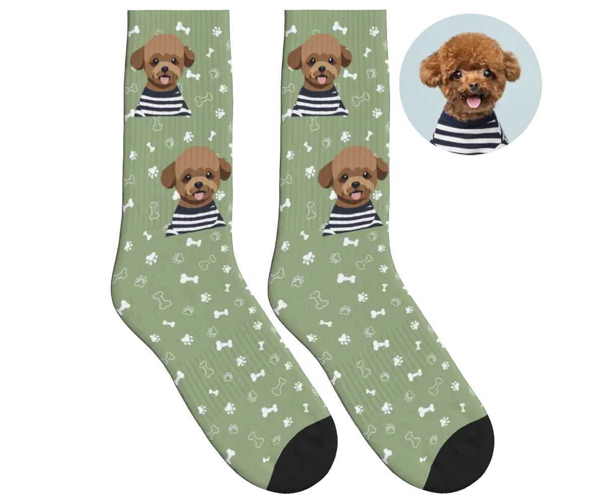 Photo-to-Art Socks - Sage Green / Anime