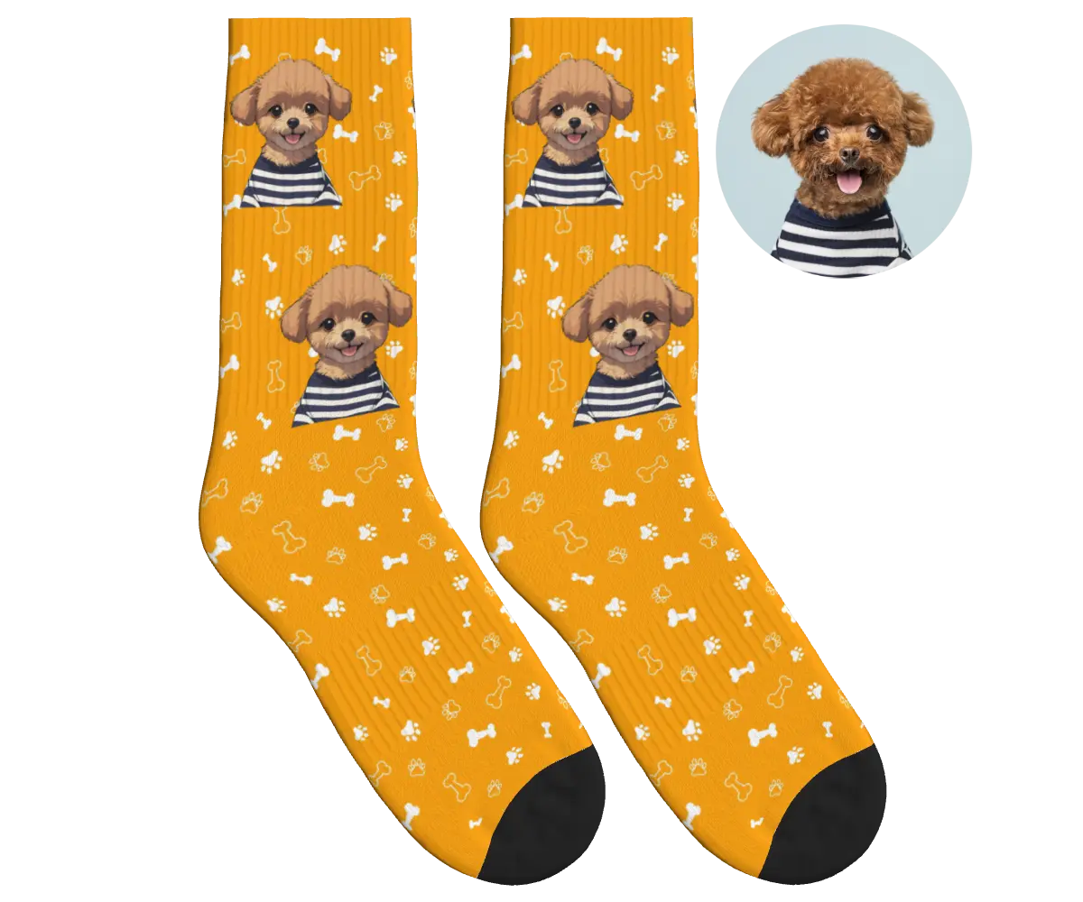 Photo-to-Art Socks - Orange / Hand-Drawn