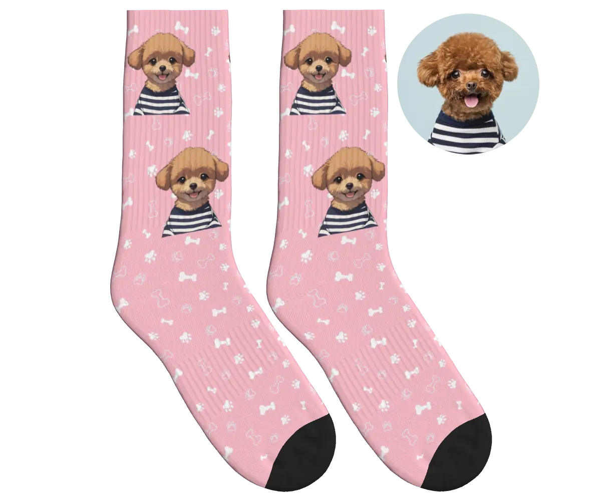 Photo-to-Art Socks - Pink / Hand-Drawn