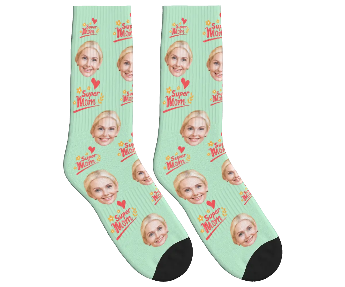 Super Mom Socks - Mint Green / Crew Socks