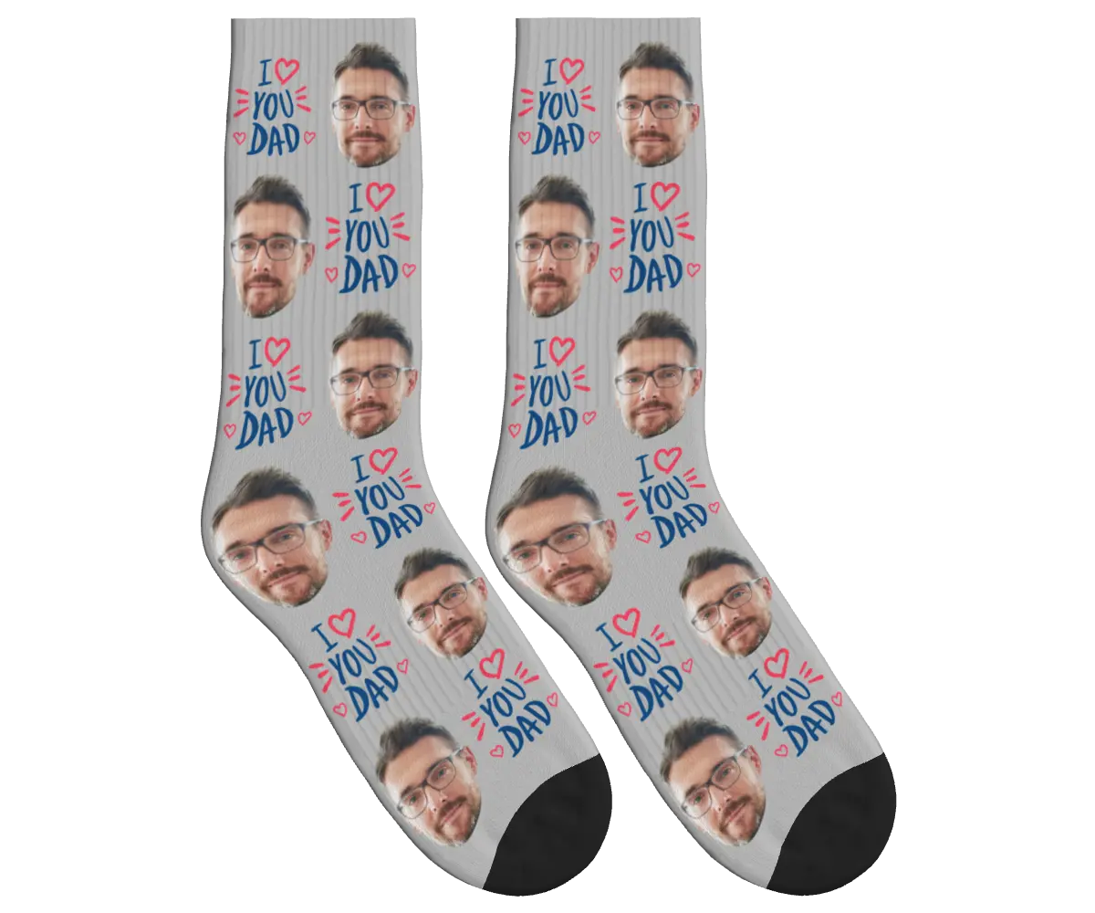 I Love You Dad Socks - Light Gray / Crew Socks