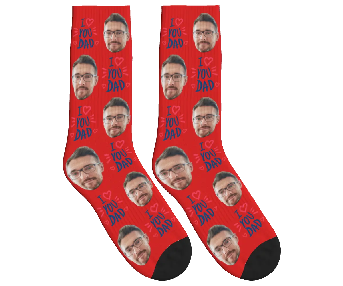 I Love You Dad Socks - Red / Crew Socks