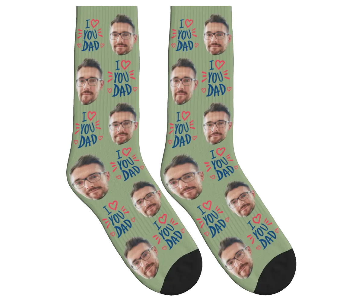 I Love You Dad Socks - Sage Green / Crew Socks