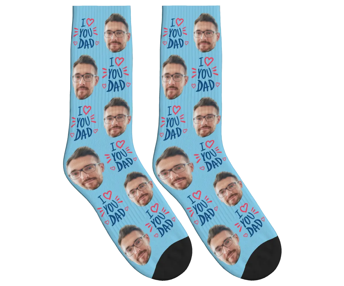 I Love You Dad Socks - Sky Blue / Crew Socks