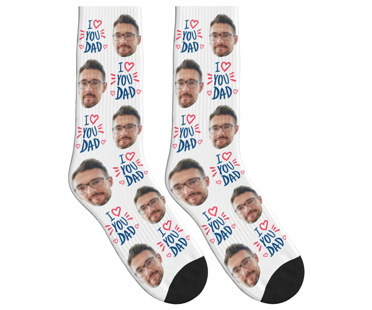 I Love You Dad Socks - White / Crew Socks