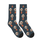 Alabama Map Dog Face Socks in Charcoal Gray with a custom dog photo