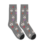Arrow Hearts Dog Face Socks in Gray with a custom dog photo