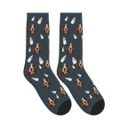 Baby Bottle Dog Face Socks in Charcoal Gray with a custom dog photo