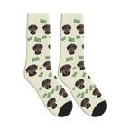 Banknote Icon Dog Face Socks in Beige with a custom dog photo
