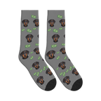 Banknote Icon Dog Face Socks in Gray with a custom dog photo