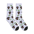 Banknote Icon Dog Face Socks in Lavender with a custom dog photo
