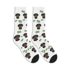 Banknote Icon Dog Face Socks in White with a custom dog photo