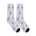 Best Dog Ever Dog Face Socks in Lavender with a custom dog photo