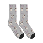 Best Dog Ever Dog Face Socks in Light Gray with a custom dog photo