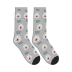 Better Together Dog Face Socks in Light Gray with a custom dog photo
