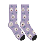 Better Together Dog Face Socks in Muted Lilac with a custom dog photo