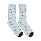 Better Together Dog Face Socks in Powder Blue with a custom dog photo