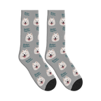 Better Together Dog Face Socks in Silver Gray with a custom dog photo