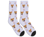 Birthday Cake & Dog Face Socks in Lavender — personalized dog photo design