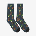 Broccoli Grove Dog Face Socks in Charcoal Gray with a custom dog photo