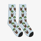 Broccoli Grove Dog Face Socks in Powder Blue with a custom dog photo
