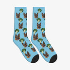 Broccoli Grove Dog Face Socks in Sky Blue with a custom dog photo