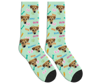 Bunny & Dog Face Easter Socks - Mint Green / Crew Socks