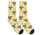 Bunny & Dog Face Easter Socks - Mustard Yellow / Crew Socks