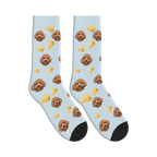 Cheese Dog Face Socks in Powder Blue with a custom dog photo