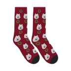 Christmas Wreath Dog Face Socks in Burgundy with a custom dog photo