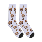 Classical Portrait Dog Face Socks in Lavender with a custom dog photo