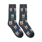 Comic Burst Dog Face Socks in Charcoal Gray with a custom dog photo
