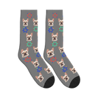 Comic Burst Dog Face Socks in Gray with a custom dog photo