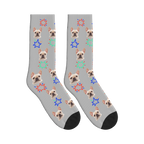 Comic Burst Dog Face Socks in Light Gray with a custom dog photo