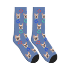 Comic Burst Dog Face Socks in Slate Blue with a custom dog photo